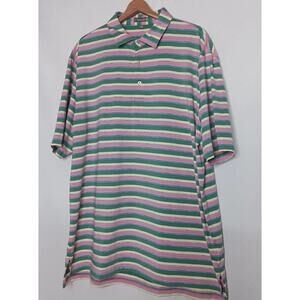 Peter Millar Men’s Summer Comfort Polo – XL – Green Stripe – Elk River Logo
